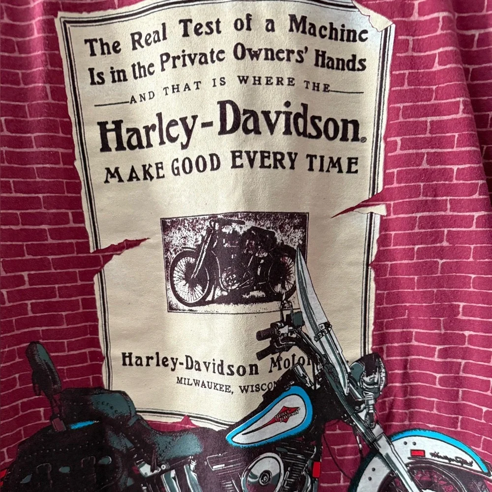 Men’s Vintage 1995 Harley-Davidson Motorcycle Short Sleeve Shirt, Size Large!